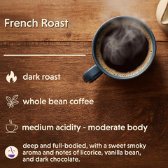 Coffee Bean Direct French Roast, Whole Bean Coffee, Bold Flavor, Dark Roast, 5 P