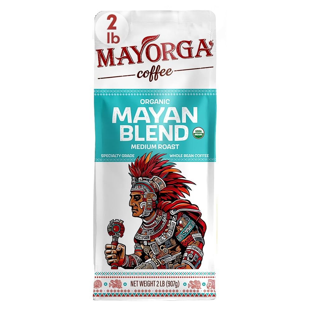 Mayorga Organic Coffee 2lb Mayan Blend Medium Roast Whole Bean Coffee Specia…