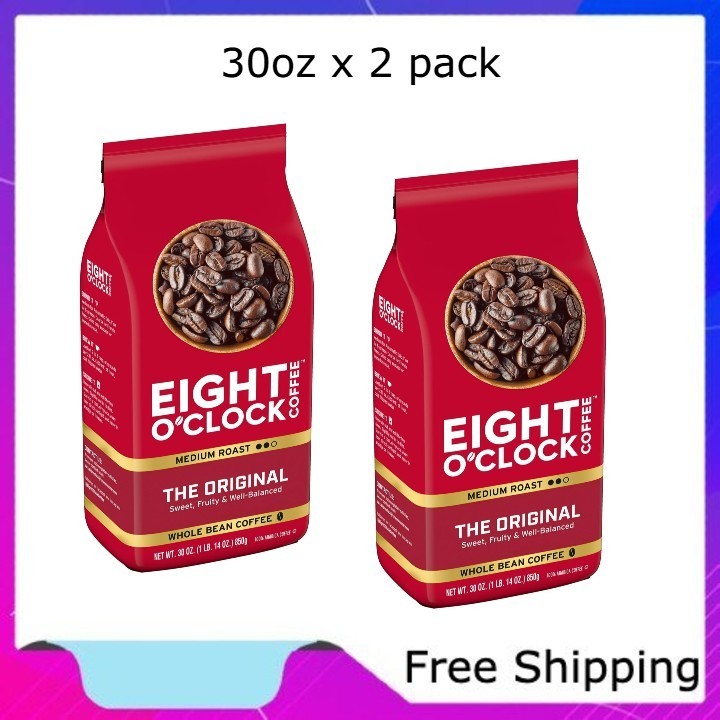 Eight O’Clock The Original, Medium Roast, Whole Bean Coffee 30oz x 2 pack