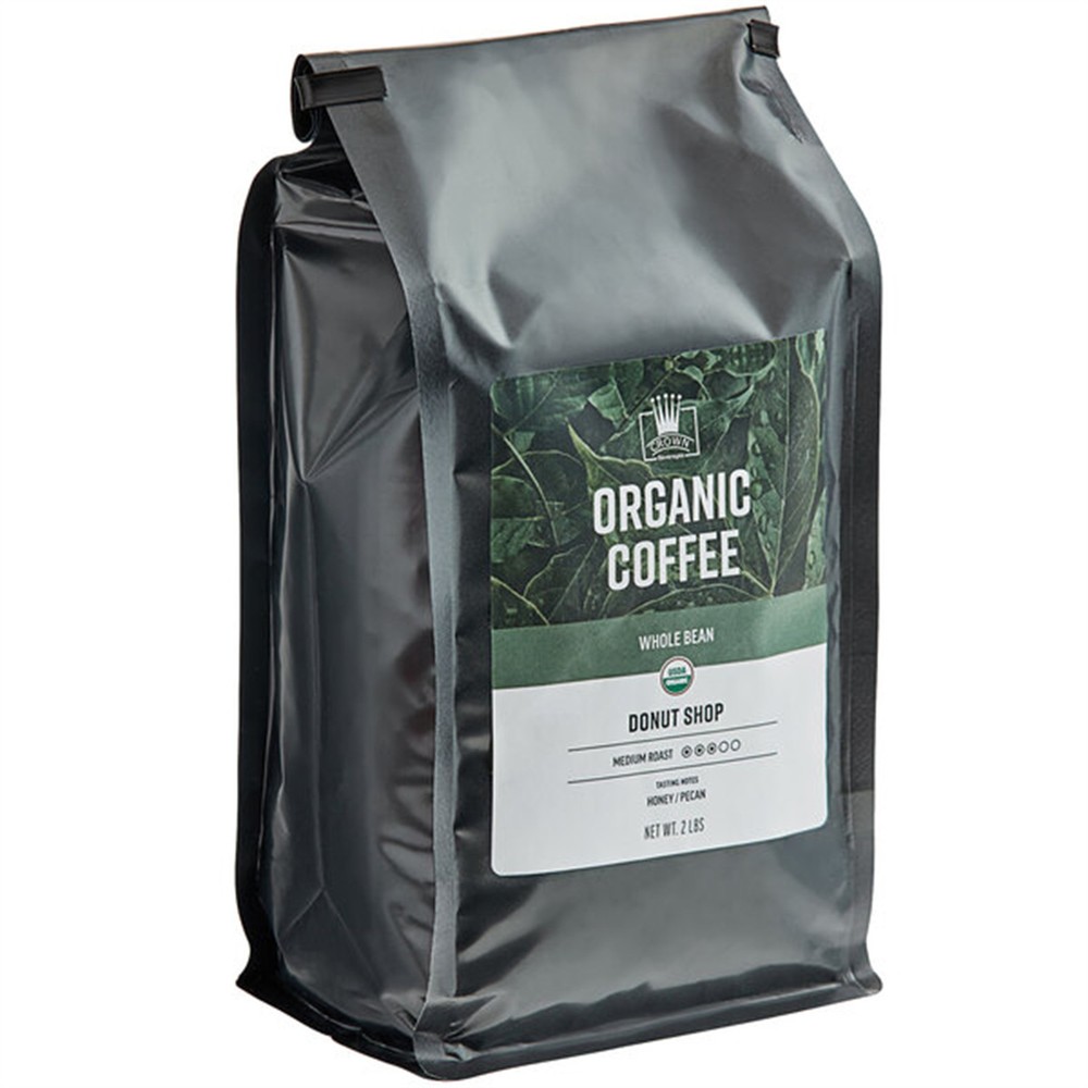 Crown Beverages Organic Donut Shop Whole Bean Coffee 2 lb. WS-999CODNUTWB