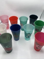 Starbucks Glitter Cold Cups Carnation Floral Print Holiday Christmas Plastic 10