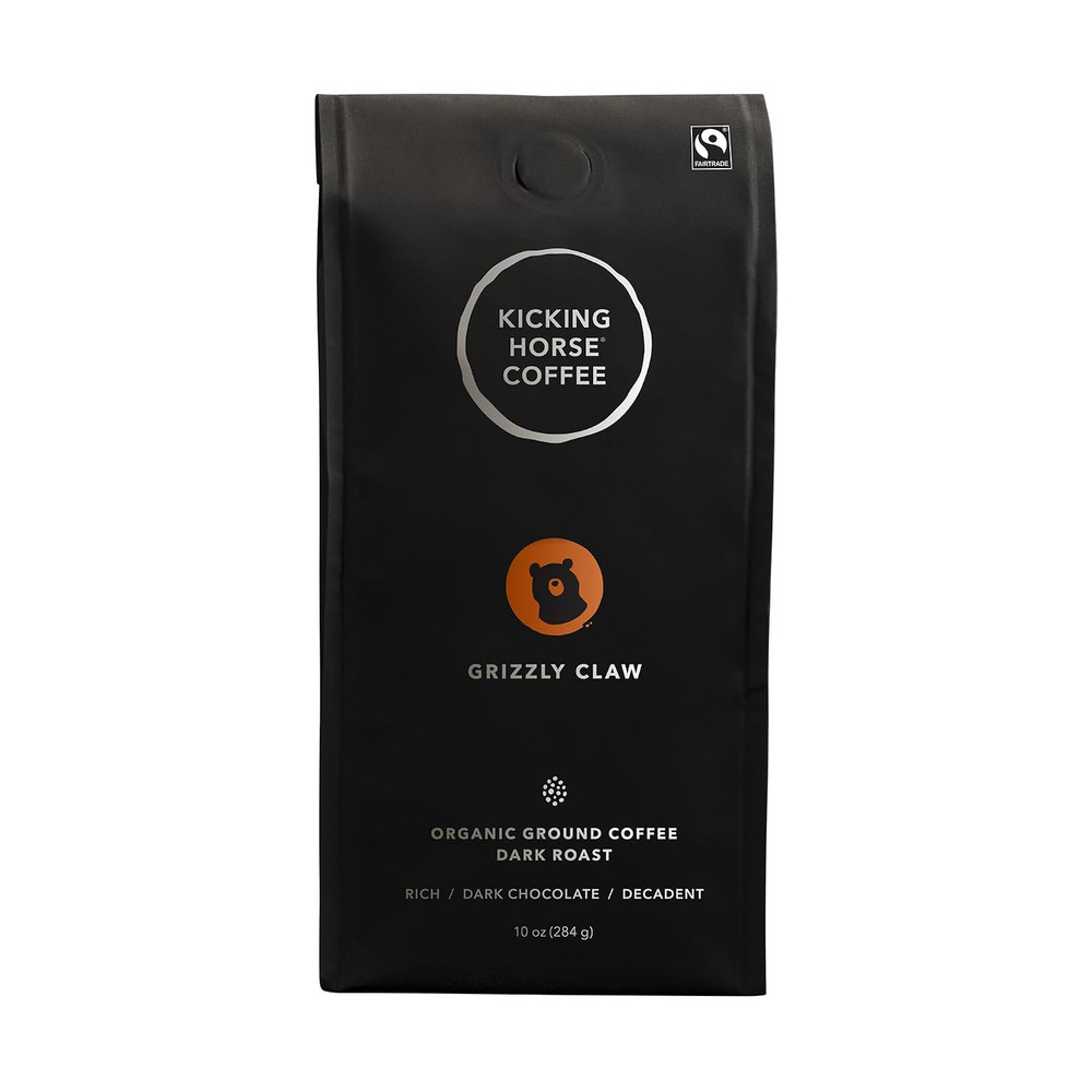 Coffee, Grizzly Claw, Dark Roast, Ground, 10 Oz – Certified Organic, Fairtrade,