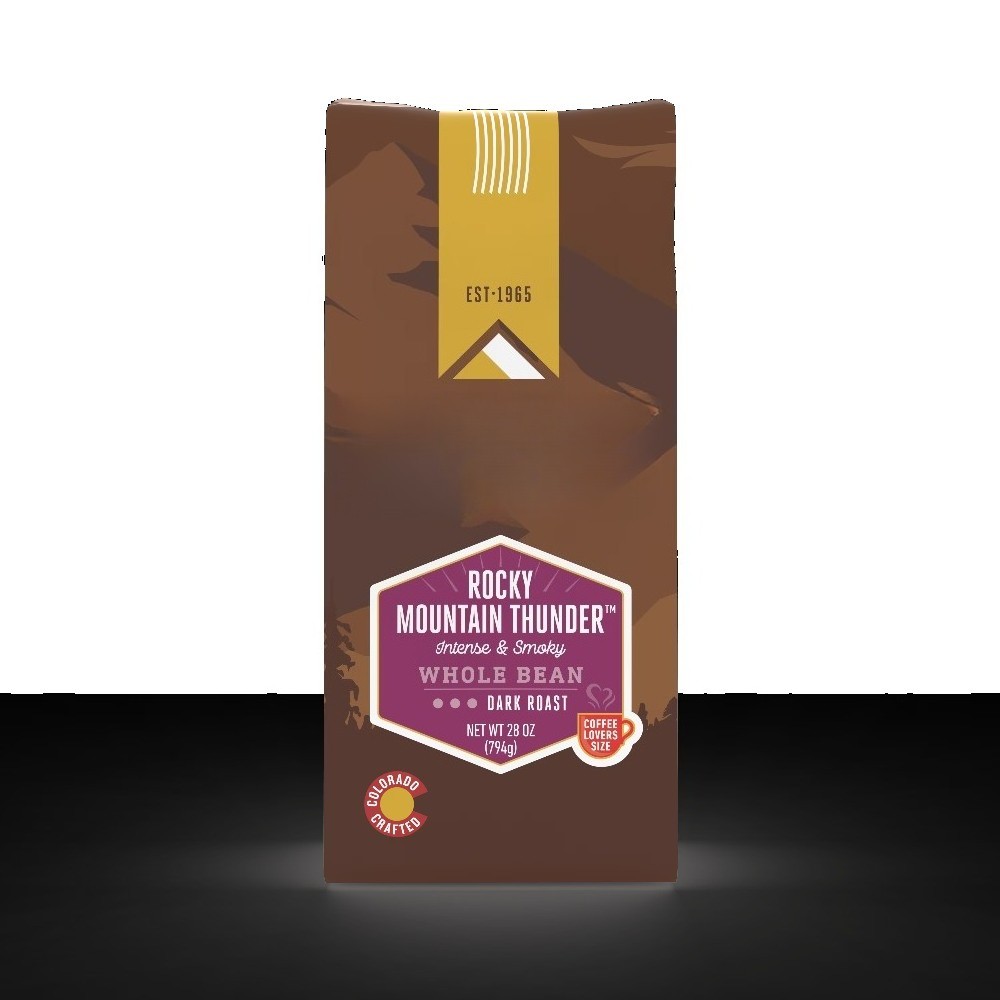 Rocky Mountain Thunder Coffee, Whole Bean Coffee, Dark Roast, 28oz