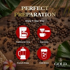 Gold Coffee Co. Blue Mountain Premium Blend – Medium Roast, Whole Bean 100% A…