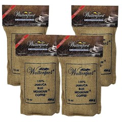 Wallenford Jamaica Blue Mountain Coffee Bean 100% 16oz PACK OF 4