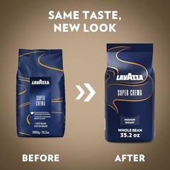 Lavazza Super Crema Whole Bean Coffee, Medium Espresso Roast, Arabica and Robust