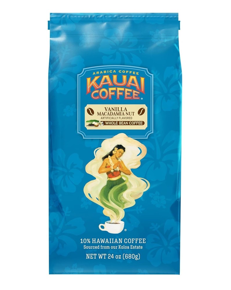 Kauai Coffee Vanilla Macadamia Nut, Medium Roast – Whole Bean Coffee, 24 Oz Pack