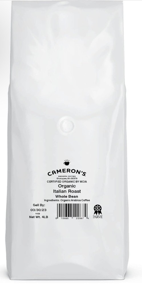 Cameron’s Coffee Roasted Whole Bean Coffee, Organic Italian Roast, 4 Pound,…