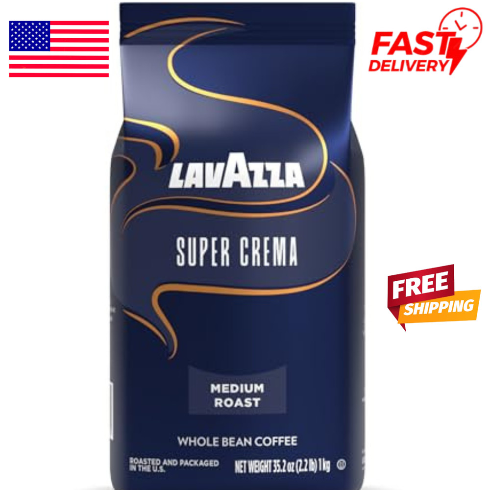 Lavazza Super Crema Whole Bean Coffee, Medium Espresso Roast, Arabica and Robust
