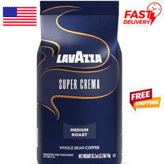 Lavazza Super Crema Whole Bean Coffee, Medium Espresso Roast, Arabica and Robust
