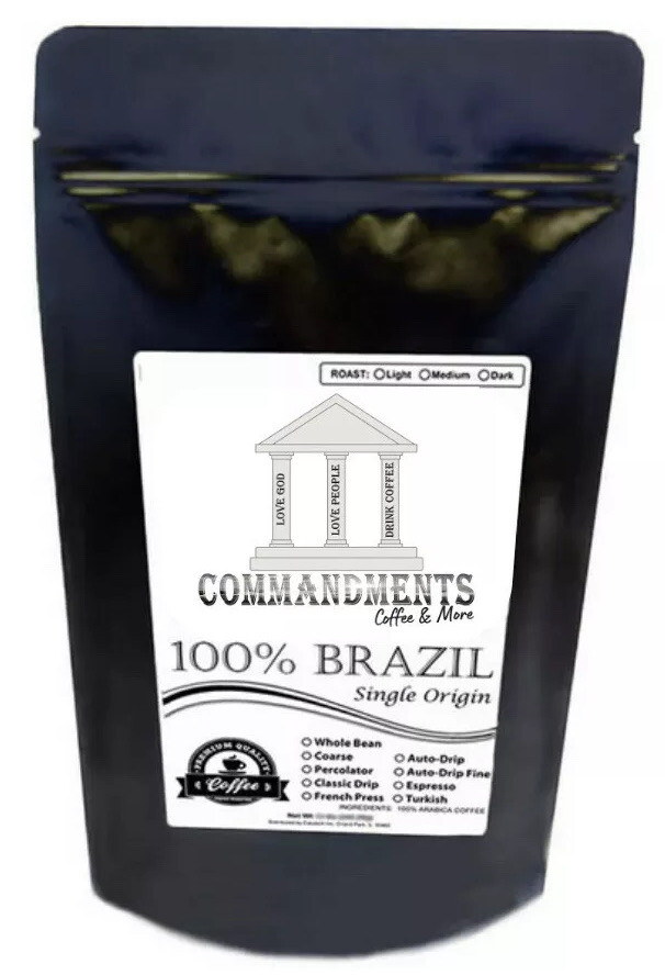 100% Brazilian Coffee ~ Medium or Dark Roast ~ Whole Bean or Ground ~ 1 lb.