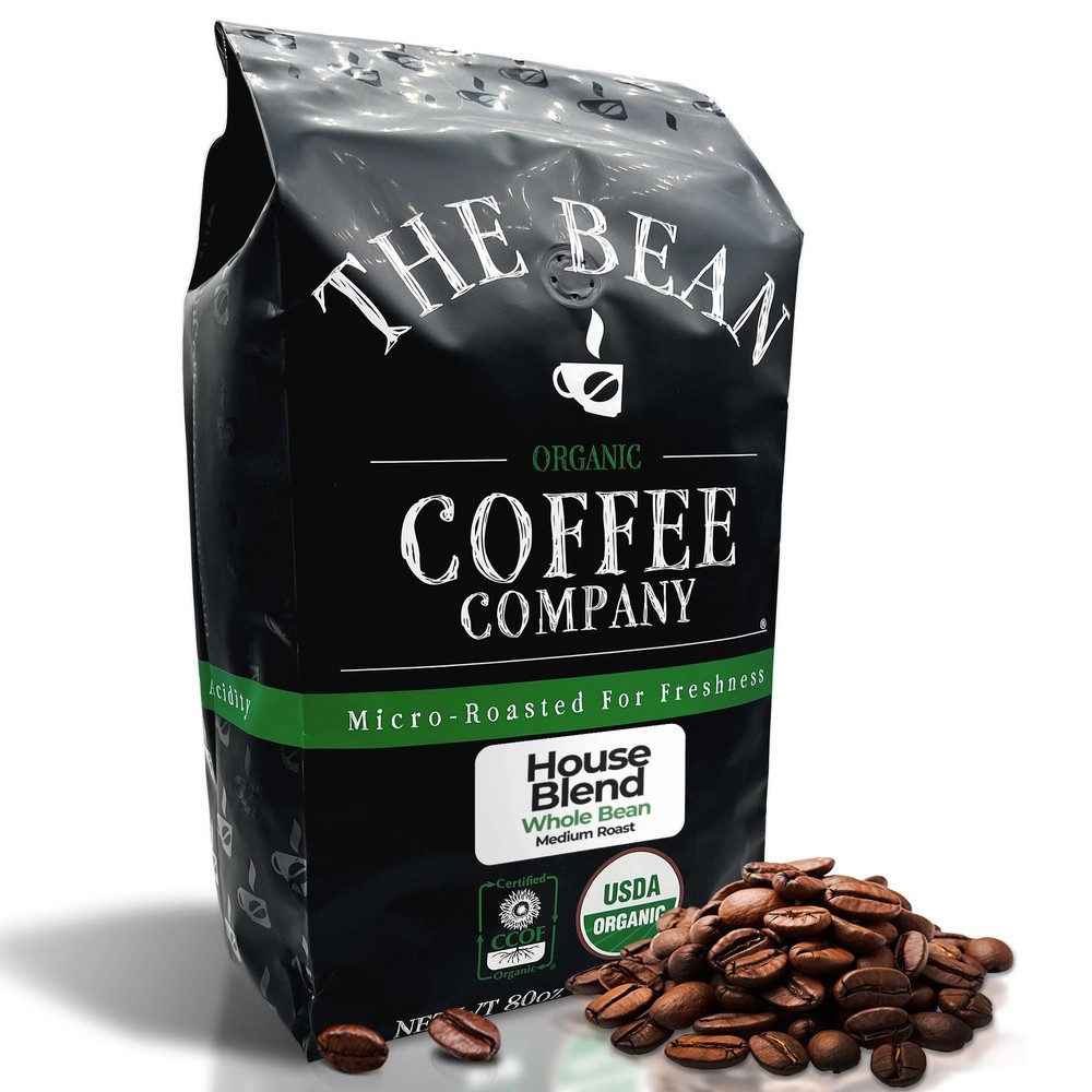 The Bean Organic Coffee Company House Blend, Medium Roast, Whole Bean Coffee,…