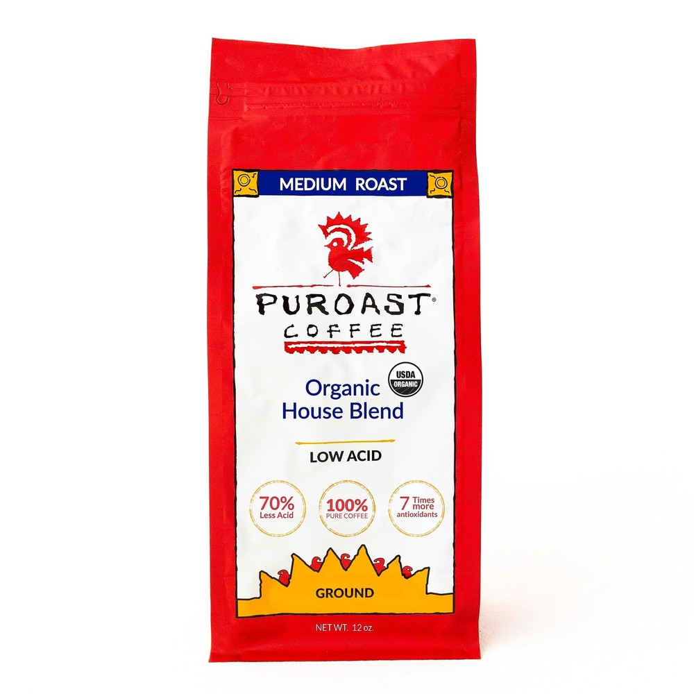 Puroast Low Acid Coffee Ground | Organic House Blend Ground | Medium Roast | …