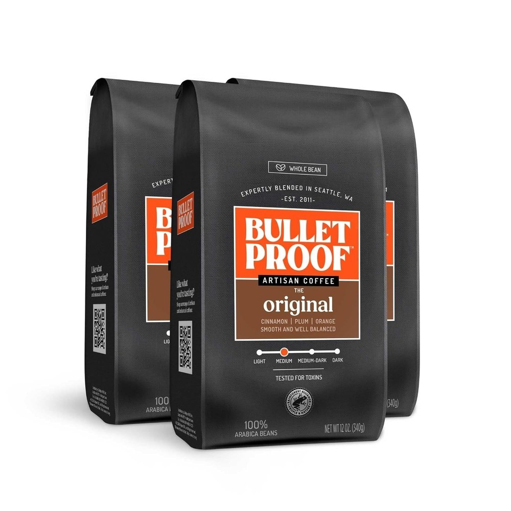Clean Coffee Tested for Toxins Original Medium Roast Whole Bean Coffee 12oz 3PCS