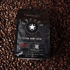 Texian Army Brew, Double Smoked Whole Bean Coffee, Fire Roasted with Pecan Wo…