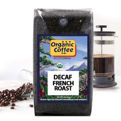 The Organic Coffee Co. DECAF French Roast Whole Bean Coffee 2LB (32 Ounce) Dark