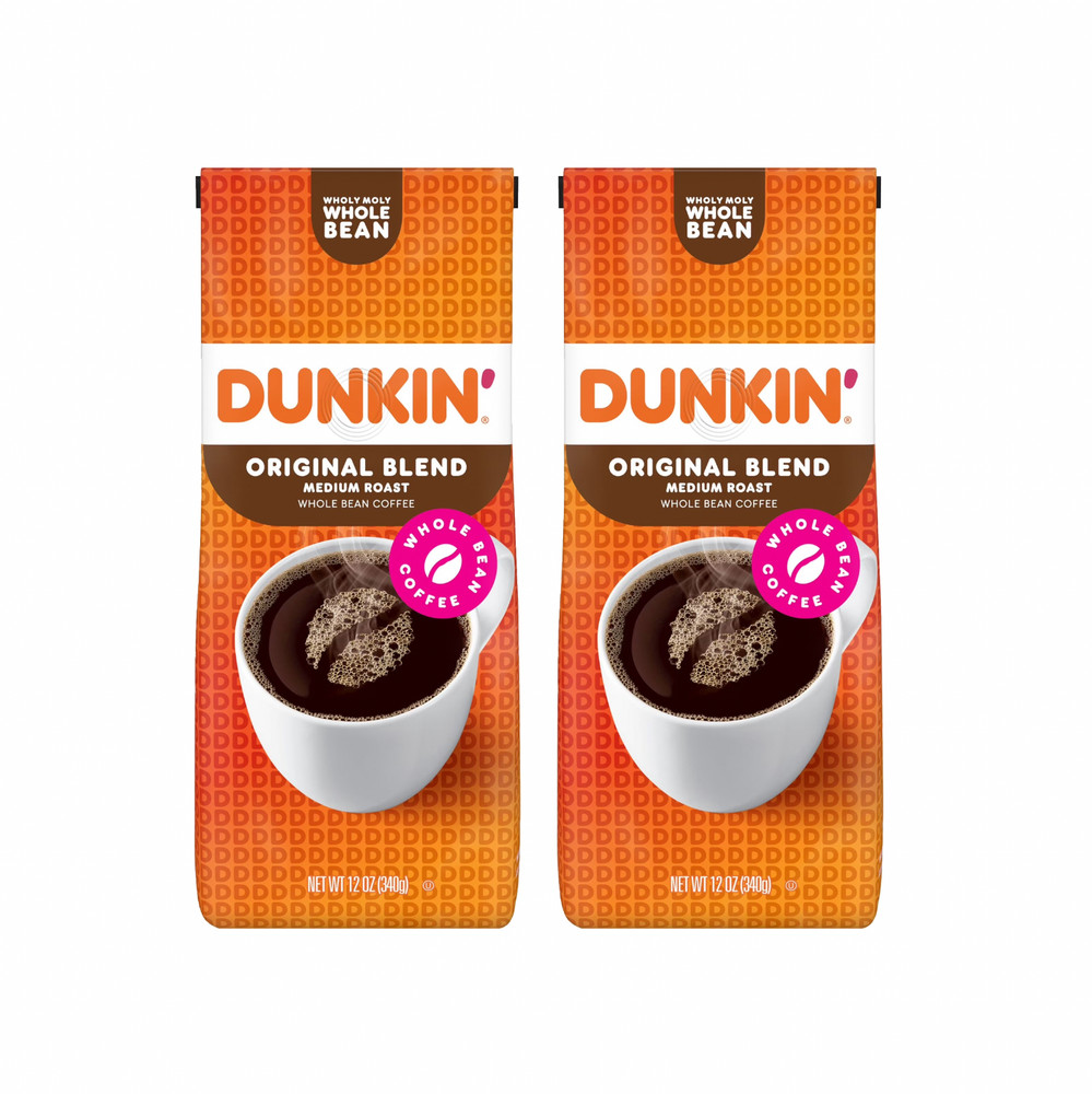 Dunkin’ Original Blend Medium Roast Whole Bean Coffee 12oz Pack of 2