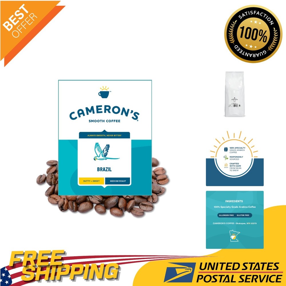 Cameron’s 4lb Whole Bean Coffee – Handcrafted Brazil Blend for Coffee Lovers