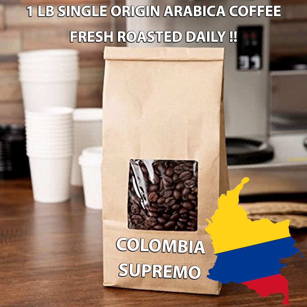 1 LB COLOMBIA SUPREMO SAMPLE ROASTED COFFEE WHOLE BEAN, GROUND – ARABICA