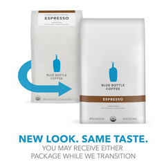 Blue Bottle Whole Bean Organic Coffee, Espresso, Dark Roast, 12 Ounce Bag (Pack