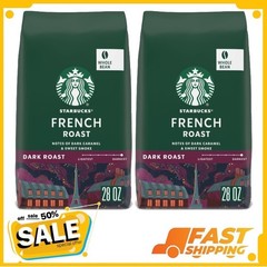 ( 2 Pack ) Starbucks French Roast, Whole Coffee Beans, Dark Roast, 28 oz