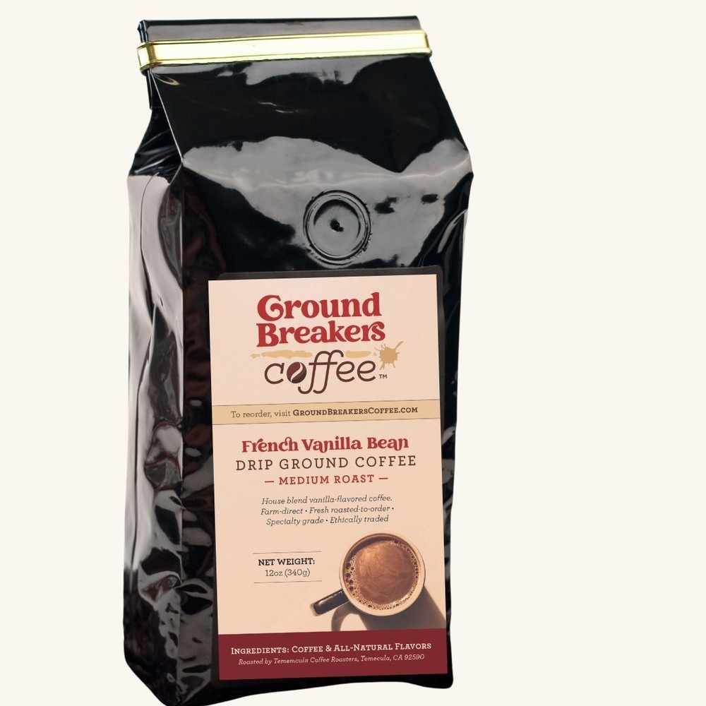 GroundBreakers Coffee French Vanilla Medium Roast Drip Specialty Grade 12 oz