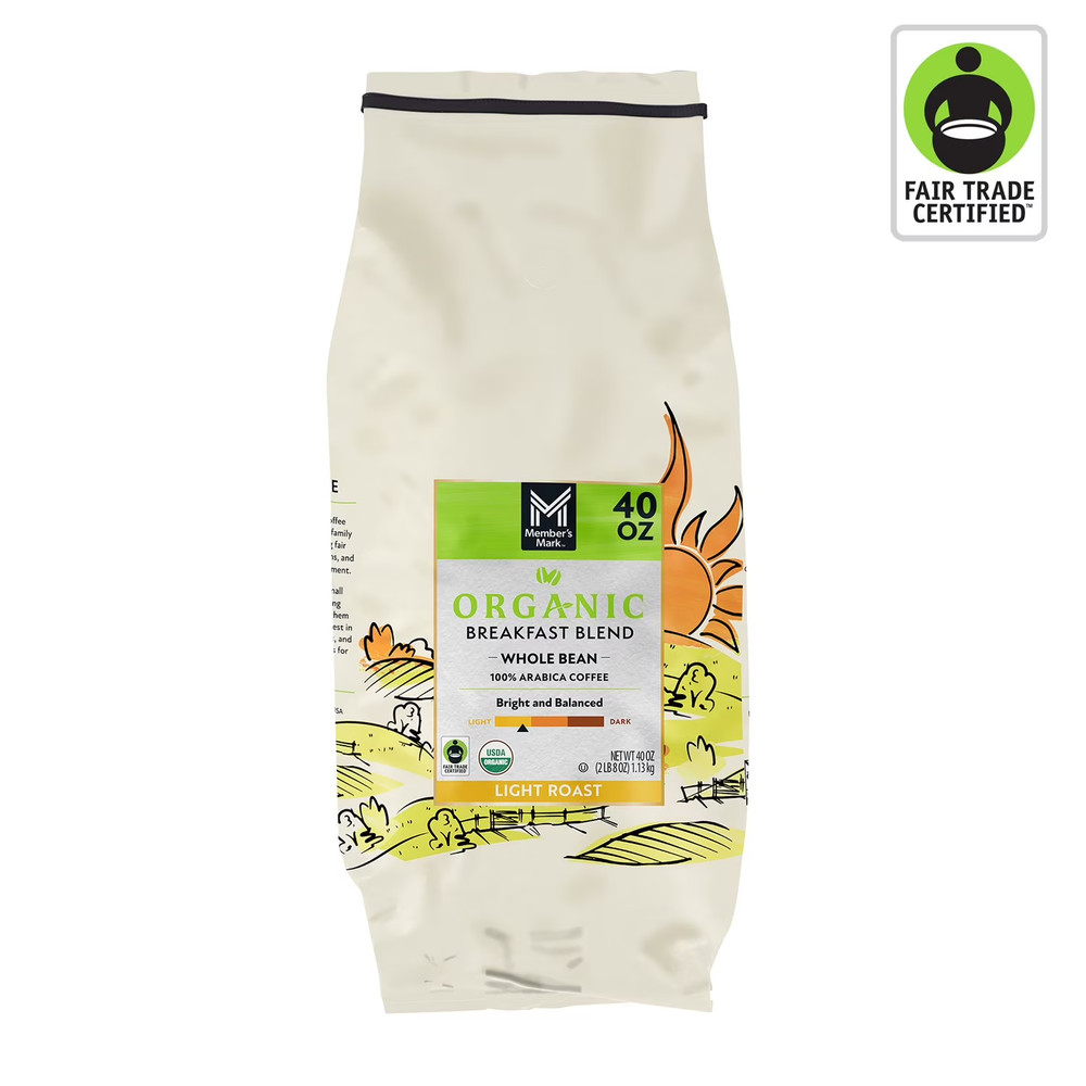 Member’s Mark Organic Breakfast Blend Whole Bean Coffee 40 oz Bag