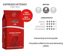 Aiello Caffe Italian Espresso Coffee Beans 2.2 LB Bag, Medium Whole Bean Coffee