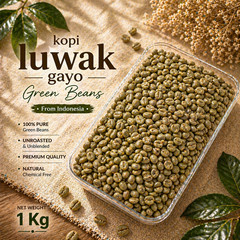 Indonesian Kopi Luwak Gayo Green Coffee Beans 1 kg