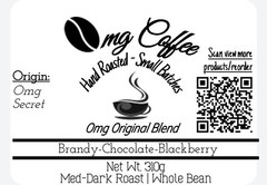 OMG Coffee Whole Bean Espresso – Brandy, Chocolate, and Blackberry Infused – Med