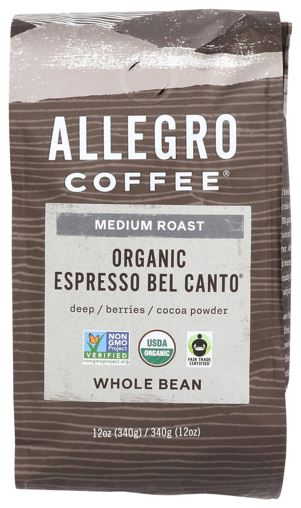 Allegro Coffee Organic Espresso Bel Canto Whole Bean 12 Ounce (Pack of 1)