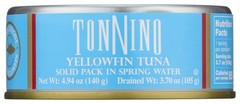 Yellowfin Tuna Tonnino Solid In Spring Water 4.94 Oz 12 Pack