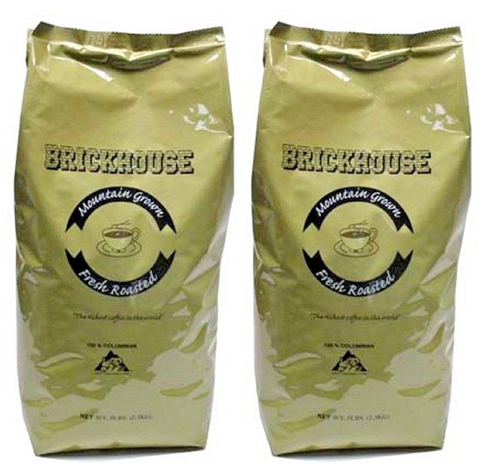 BRICKHOUSE 100% COLOMBIAN FRESH ROASTED COFFEE BEANS 2 BAGS 5 LBS EA