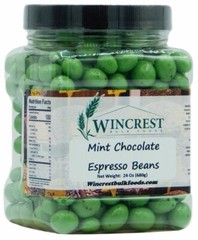 Green Mint Chocolate Espresso Beans – 1.5 Lb Tub – Free Expedited Shipping!
