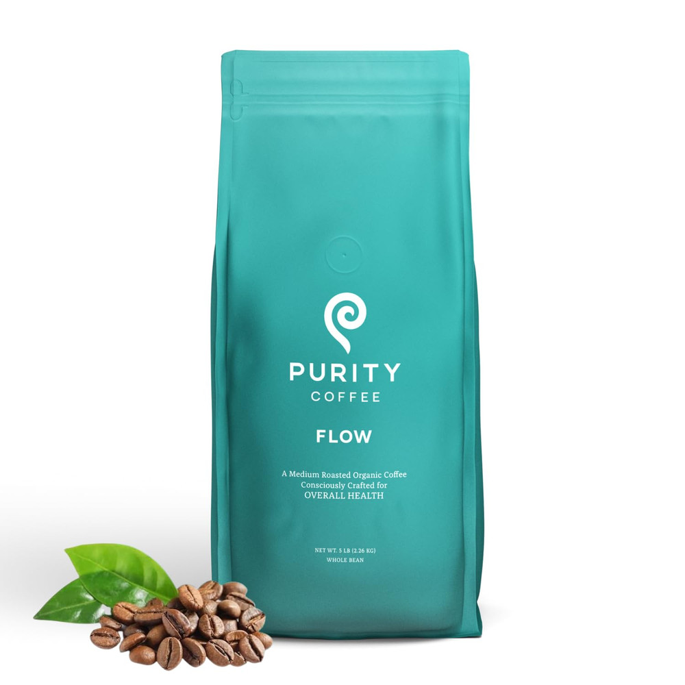 FLOW Original Medium Roast Whole Bean (5Lb Bag) | Specialty-Grade USDA Organic A