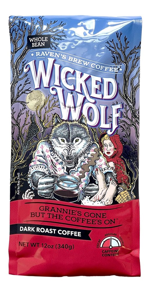 Raven’s Brew Coffee Full Bodied Coffee Dark Roast Whole Bean Wicked Wolf 12oz
