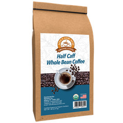 Alex’s Low Acid Organic Coffee – Half Caff Whole Bean (5lbs)