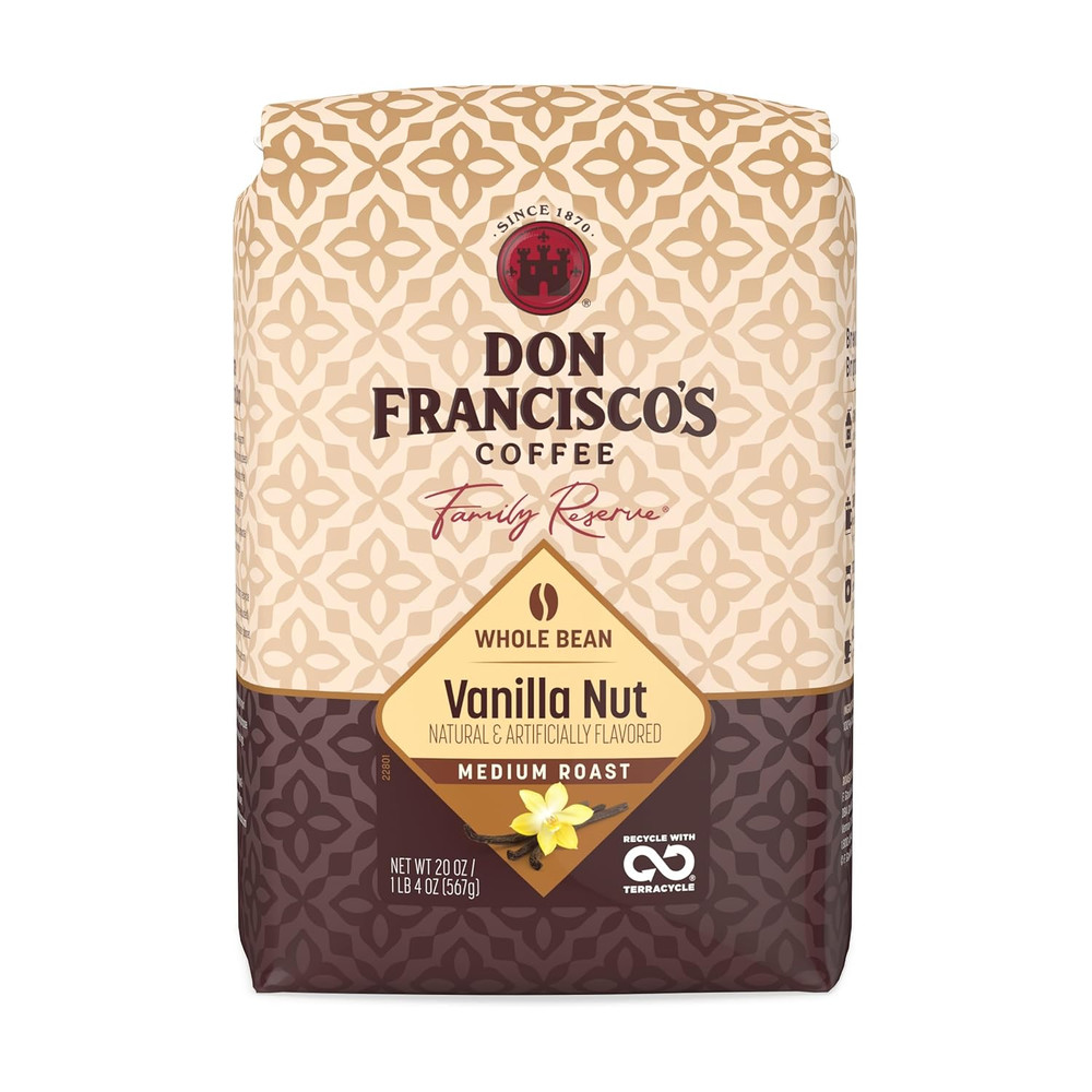 Vanilla Nut Whole Bean Coffee, Medium Roast, 20 OZ Bag | Ideal for French Press,