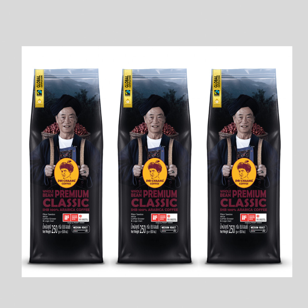Doi Chaang Chang Whole Bean Premium Classic Arabica Thailand Coffee 250 g x 3