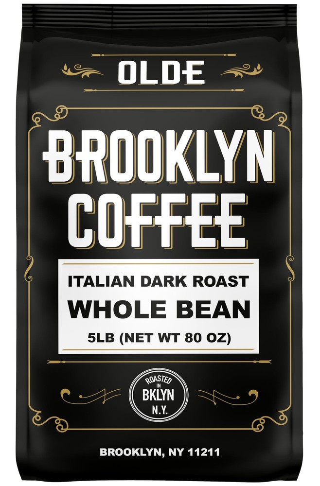 BROOKLYN COFFEE Whole Bean, Italian Dark Roast 5lb Extra Strong, Delicious Ta…