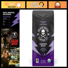 Organic Whole Bean Espresso Coffee – Fair Trade Arabica & Robusta Blend, 14oz