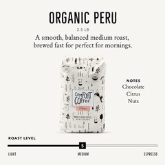 Organic Peru Medium Roast, 2.5 Pounds – Flavor Notes of Nutty, Chocolate, & C…