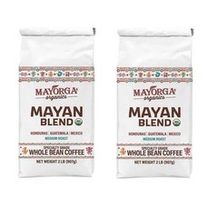 Mayorga Organics Mayan Blend USDA Organic Medium Roast Whole Bean Coffee 2lb 2pk