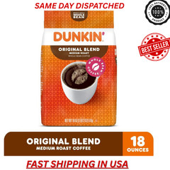 Dunkin Original Blend Medium Roast Whole Bean Coffee 18 oz Bag