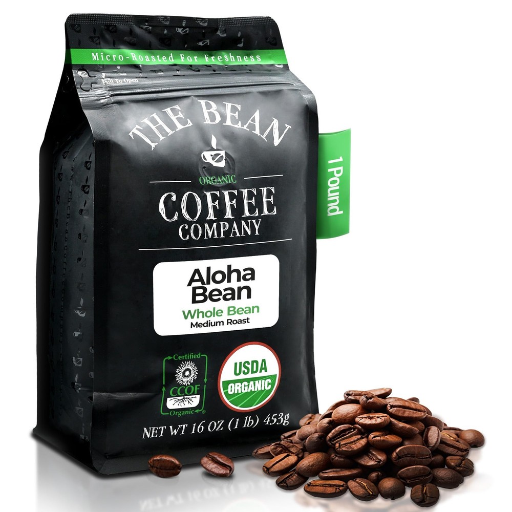 The Bean Organic Coffee Company Aloha Bean (Hawaiian Hazelnut), Medium Roast,…