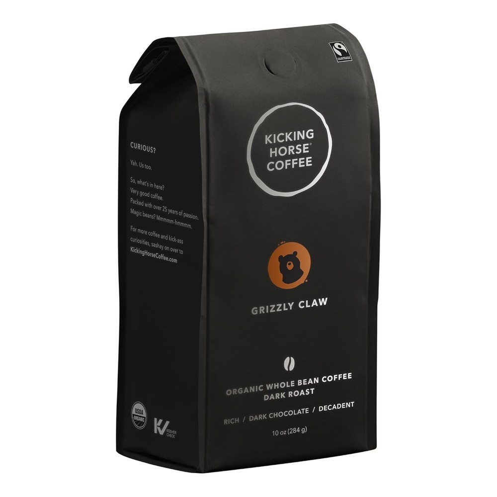 Coffee Grizzly Claw Dark Roast Whole Bean 10 Oz Certified Organic Fairtrade