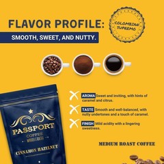 Passport Coffee Cinnamon Hazelnut – Medium roast blend from Colombia & Centra…