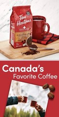 Tim Hortons Colombian Ground Coffee Dark Medium Roast 100% Arabica Coffee 12OZ