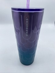 Starbucks 2022 Spring Purple Twilight Ombre Mermaid Scales 24 oz Tumbler Cup