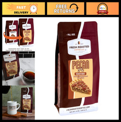 Pecan Pie Flavored Coffee – Fresh Roasted Medium Roast Whole Bean, 12 oz, Kosher